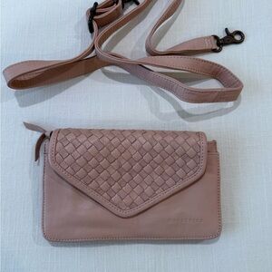 Woven Leather Crossbody clutch crossbody - pink. Brand new, never used